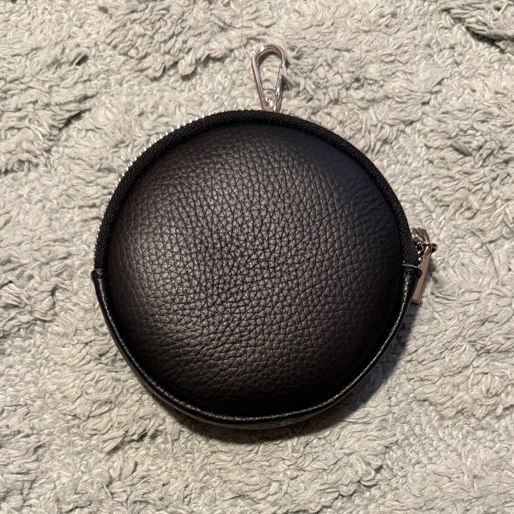 Black Round Leather Coin Purse